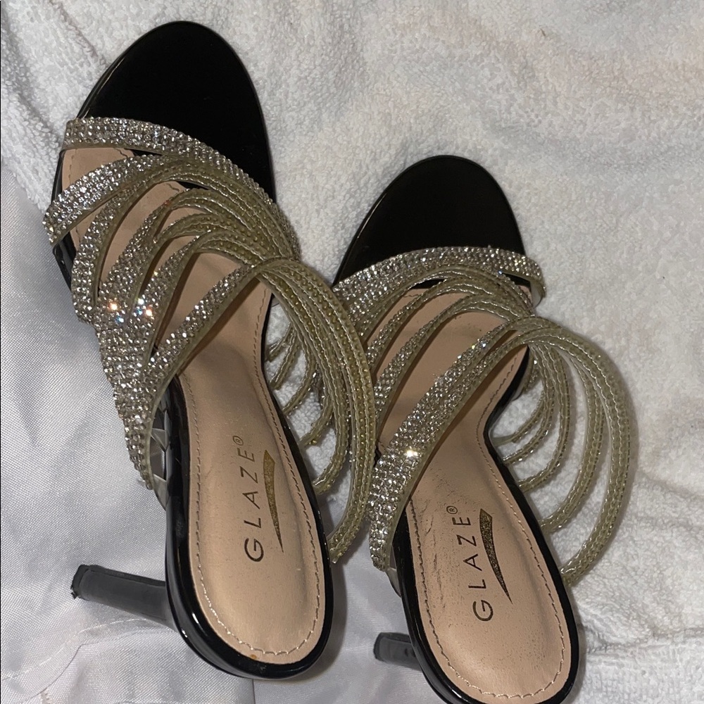 Glaze Black  Strappy Heels